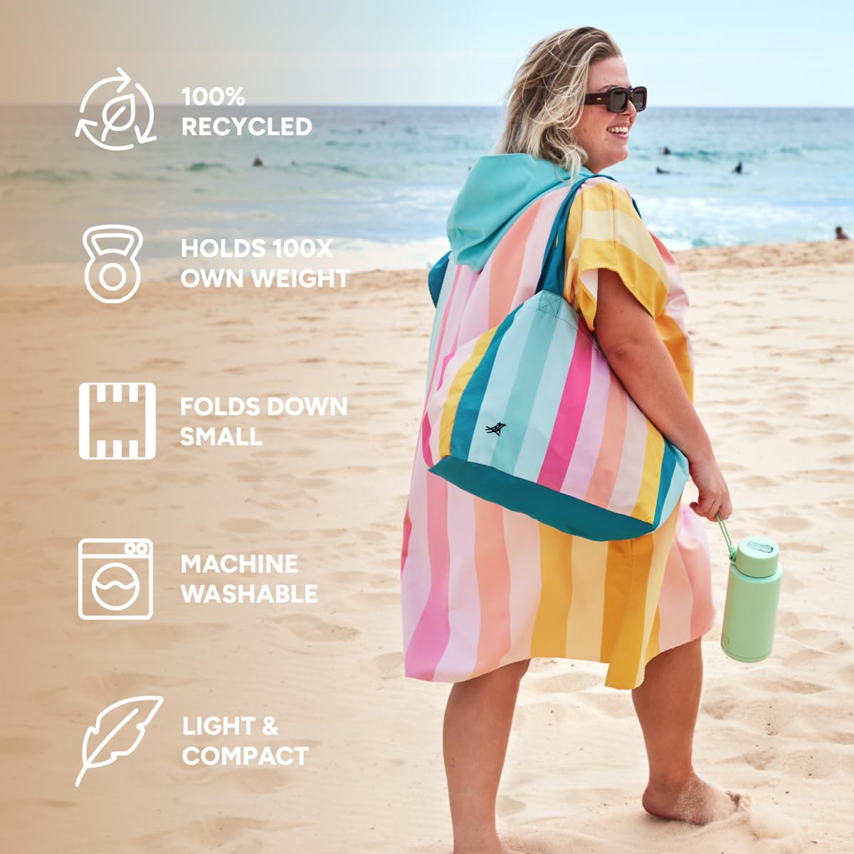 Dock & Bay Everyday Beach Tote Bag - Reusable Beach Handbag & Shopping Carrier - Summer - Coastal Candy