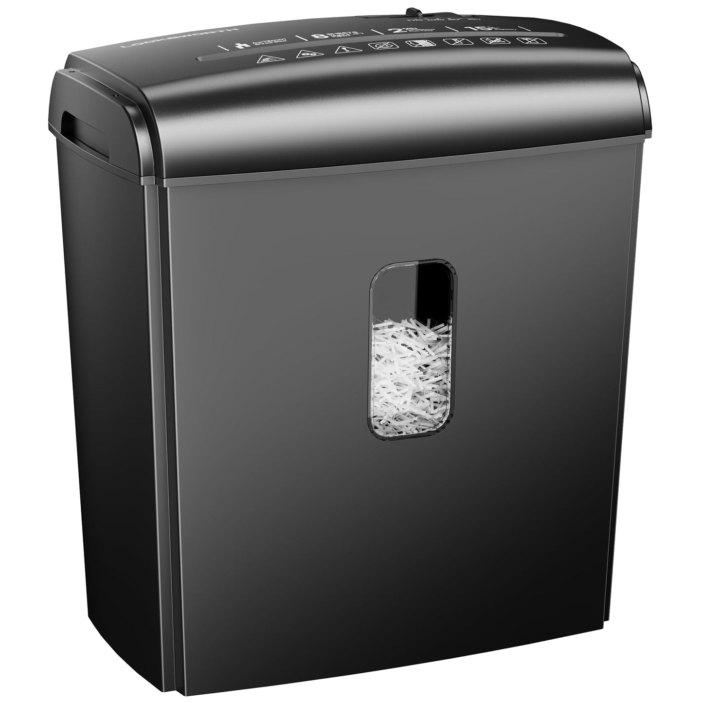 Locksworth 8-Sheet Micro Cut Shredder for Home Office, 4 Gallons Bin P-4 High Security Shredders for Papers/Credit Cards/Staples/Clips, Small Commercial Paper Shredder with Transparent Window