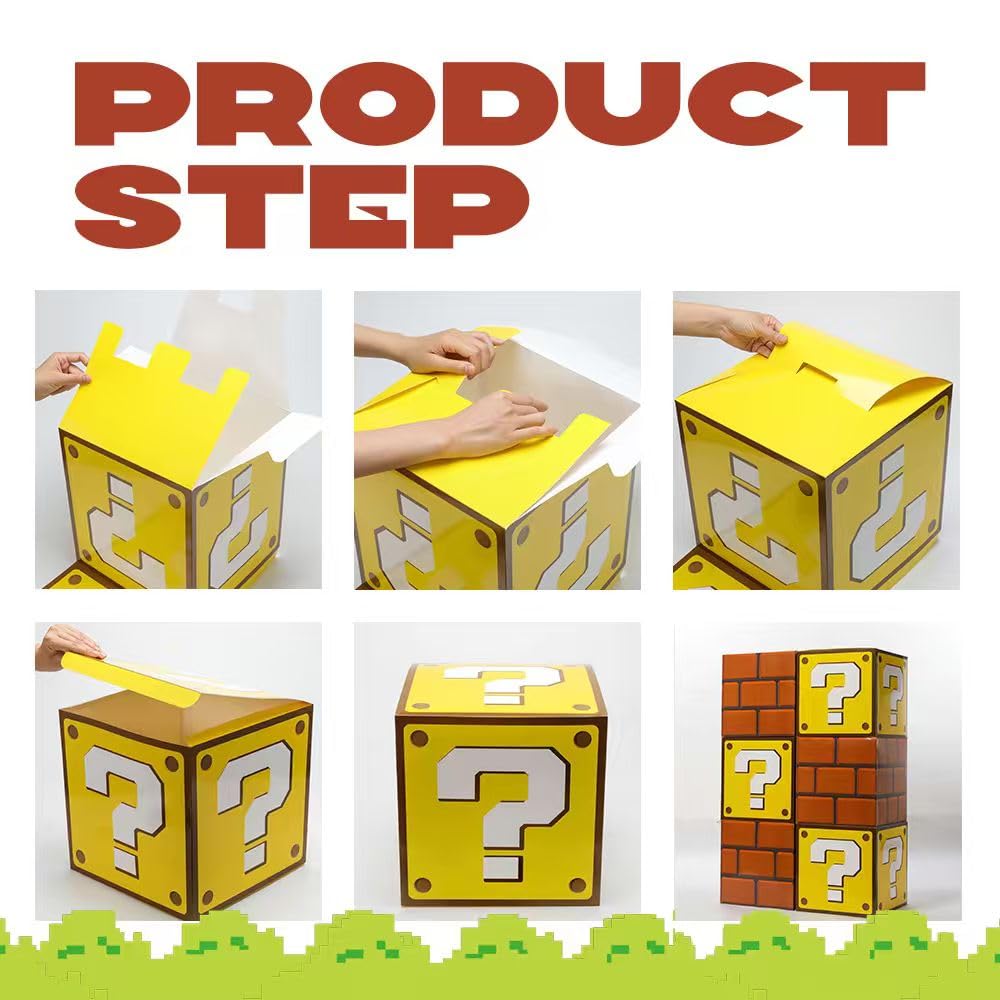 SUYEPER 6PCS Big Party Boxes For Birthday Party Question Brick Pipe Box For Party Game Party Favor Props Boxes (11.8 x 11.8 Inch)