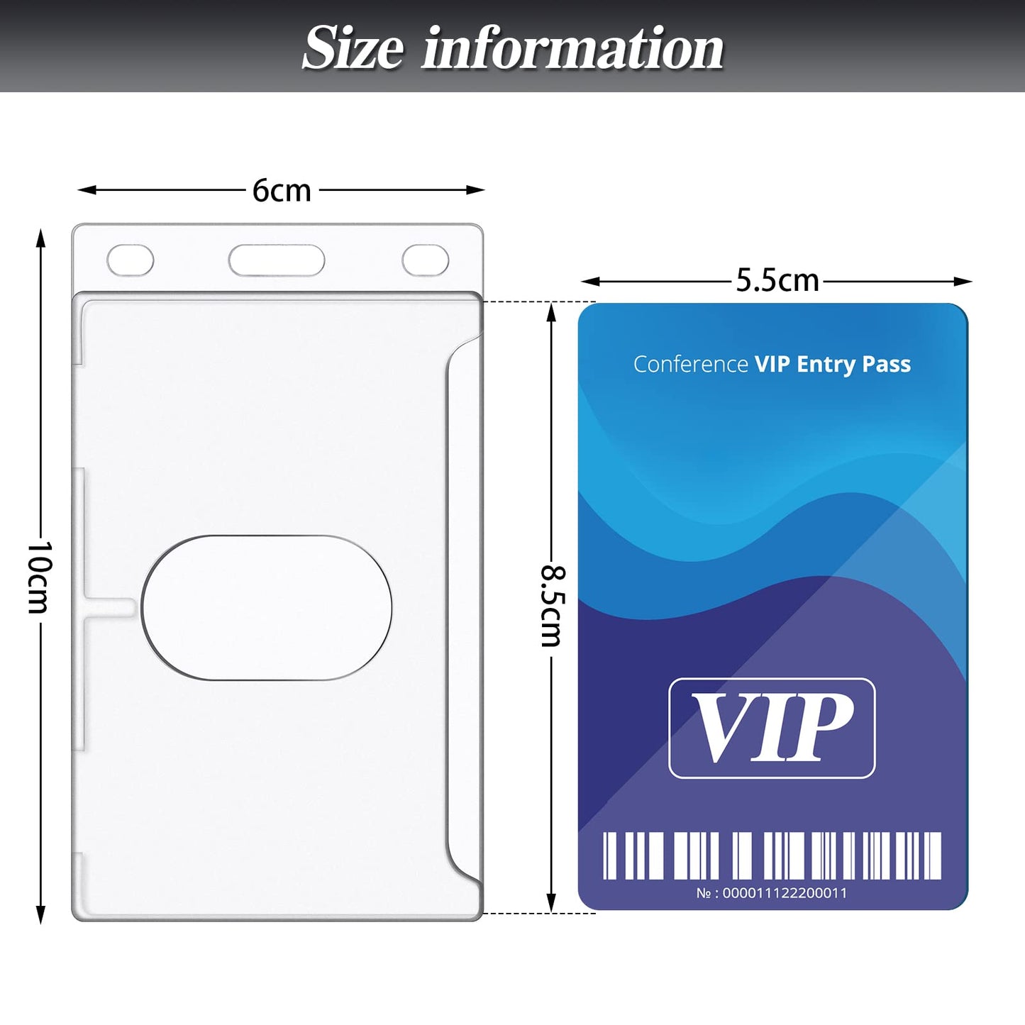 Marspark 100 Pack Keychain Card Holder Plastic Heavy Duty Badge Holder Vertical Clear ID Sleeve with Keyring, Rigid Fuel Badge Protector with Thumb Slot Secure Credit Card Protector Case