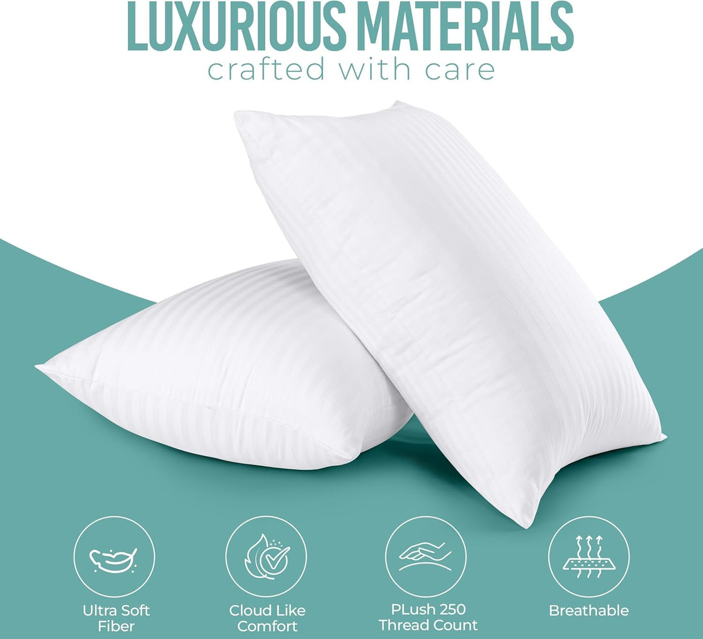 Utopia Bedding Bed Pillows Queen Size Set of 4 (White), Premium Soft Hotel Pillows, Original Down Alternative Filling, Pillow for Sleeping, Cooling Pillow for Back, Stomach and Side Sleeper
