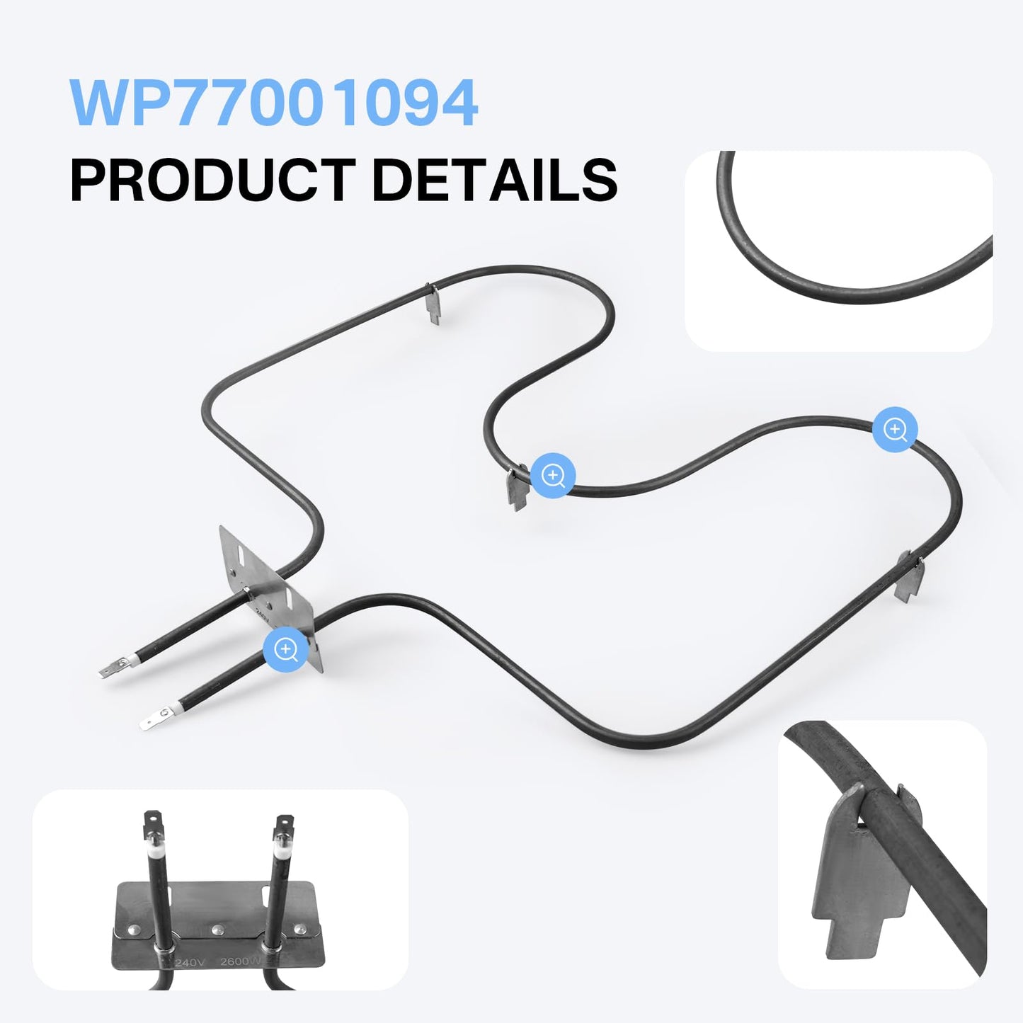 Oven Bake Element Fits for Amana Whirlpool ARR630 ART6110 77001094 WP77001094 CH5910 Oven Heating Element Replacement 8190056 AP4104297 AP6011444