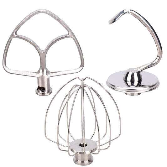 4.5-5 Qt Stand Mixer Attachments for Kitchenaid K45DH Dough Hook K45B Flat Beater K45WW Wire Whip Whisk Kitchen Aid Accessories for KitchenAid 4.5-5 Qt Tilt-Head Stand Mixers,Stainless Steel