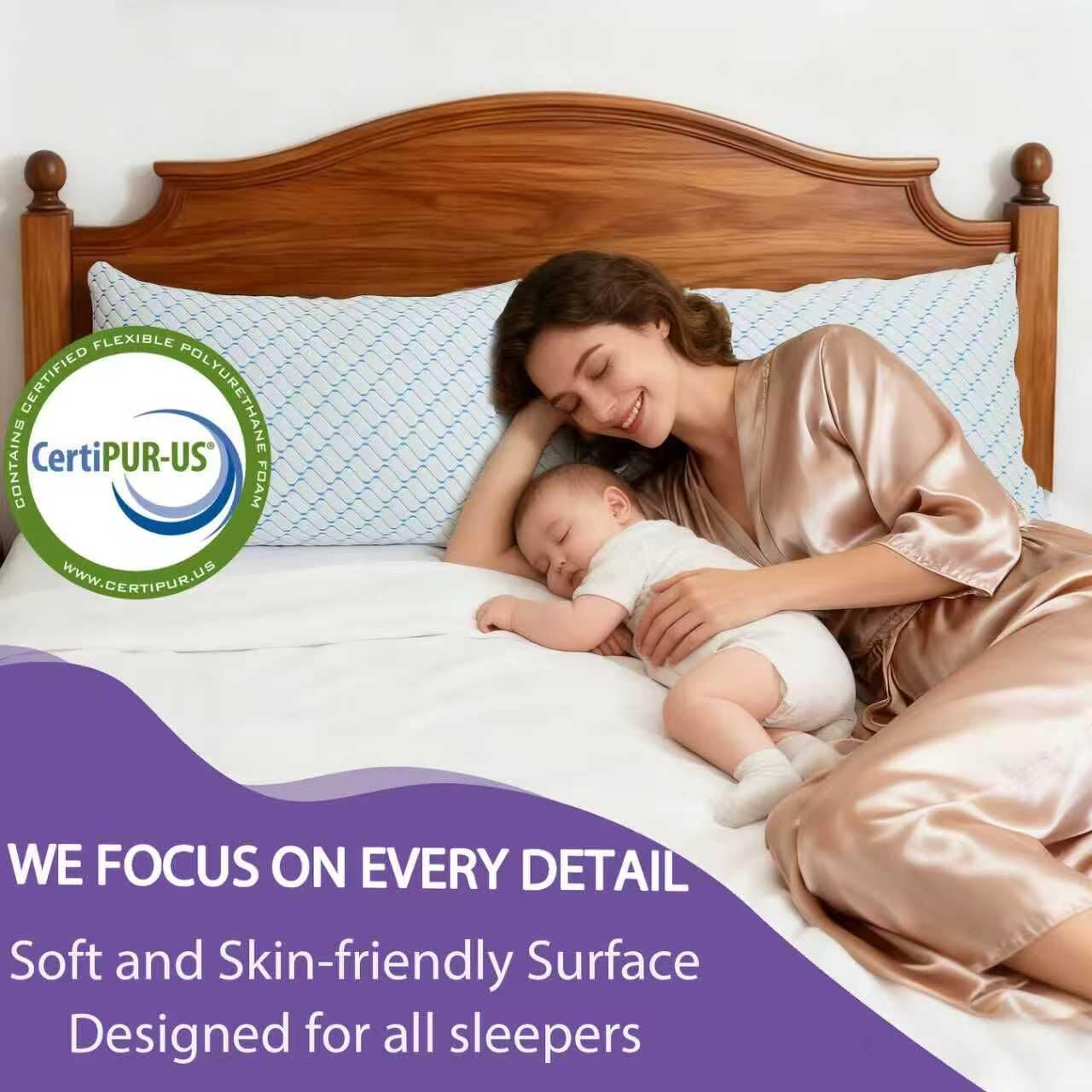 VAINOC Memory Foam Pillows Queen Size Set of 2, Adjustable Cooling Pillow for Side Back Stomach Sleepers with Washable Removable Cover