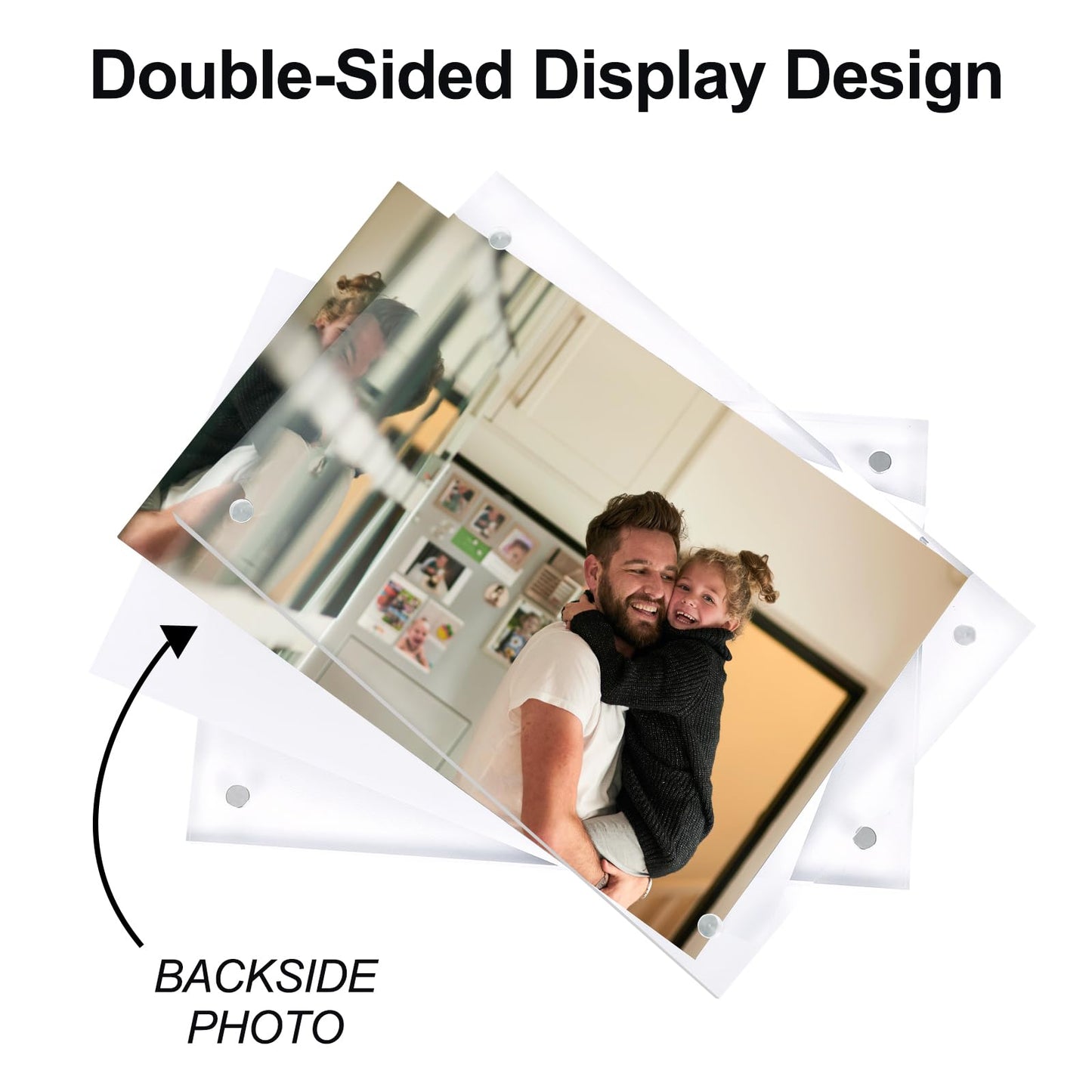 Fixwal 5x7 Acrylic Picture Frame, 6 Pack Clear Double-Sided Magnetic Frames Set, Frameless Photo Frames for Desktop Tabletop Display