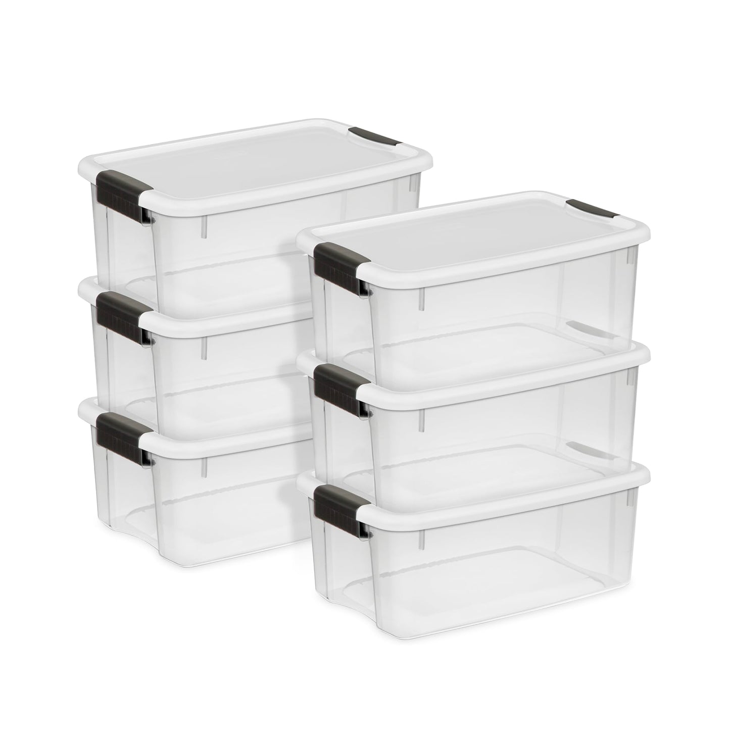 Sterilite 6-Pack Ultra Latching Box, Storage Bins with Lids, Clear Plastic, 18 Qt – Large Heavy-Duty Organizing Bin Containers for Home, Closet, Kitchen, Pantry, Bathroom, and Office
