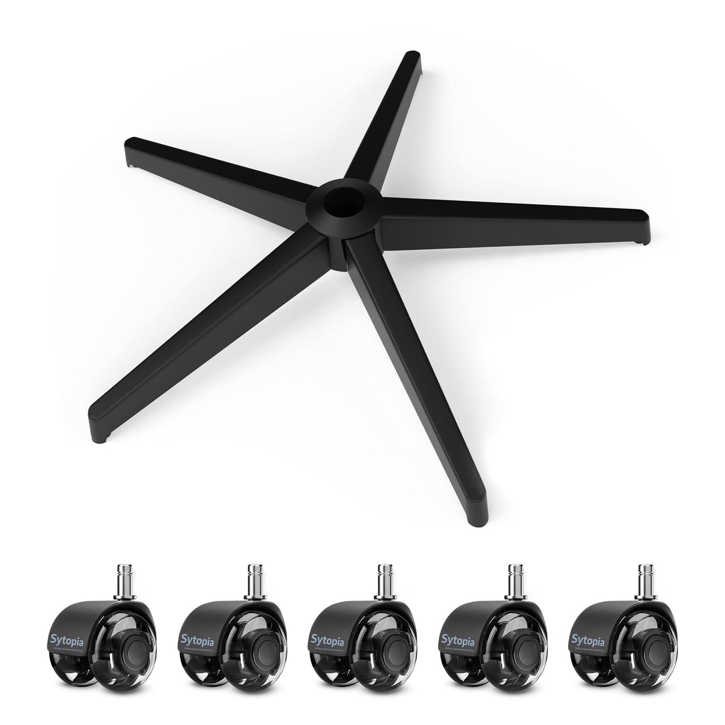 Mastery Mart 28'' Metal Office Chair Base Replacement with 5 Wheels, Heavy-Duty Reinforced Base for Managerial & Executive Chairs, Gaming Wide Chair Legs Computer Desk Chair Base, Black
