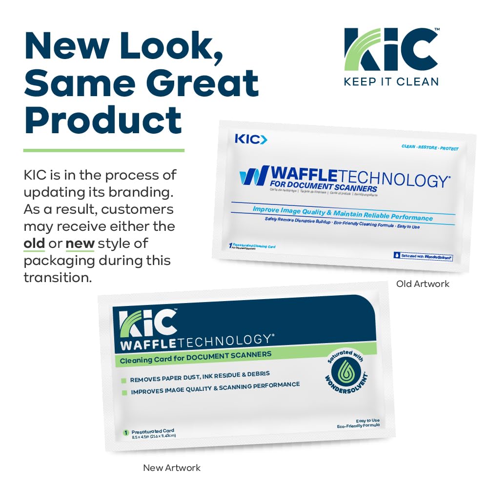 KICTeam - Waffletechnology® Cleaning Cards for Desktop & Mobile Document Scanners (15 Cards) - Presaturated with WonderSolvent - Made in USA