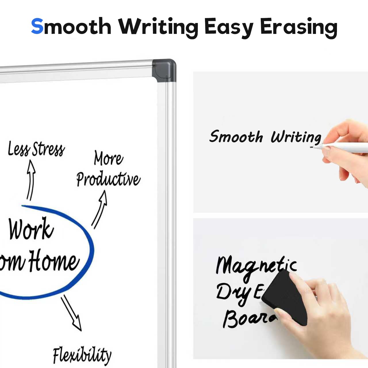 VUSIGN Magnetic Whiteboard, 36" x 24" Dry Erase Board for Wall, Silver Aluminum Frame, Hanging or Mounted White Board for Office, Home, School, Meeting
