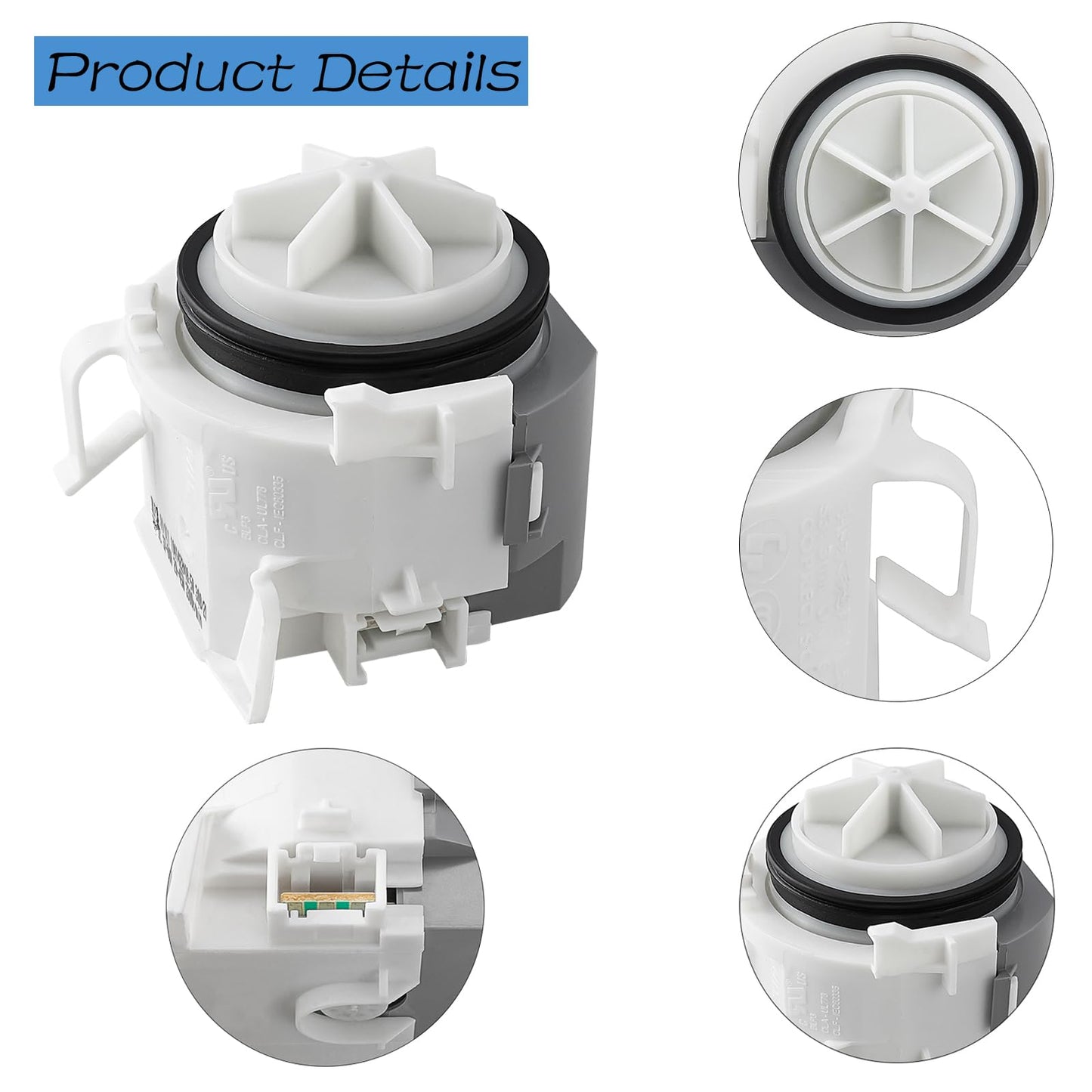 00631200 Dishwasher Drain Pump DC 37-80V ONLY, NOT Fit AC Pumps, Replacement for 631200 AP5972147 PS11704799, 20-45W 3300RPM, Compatible with Select Bosch Dishwashers
