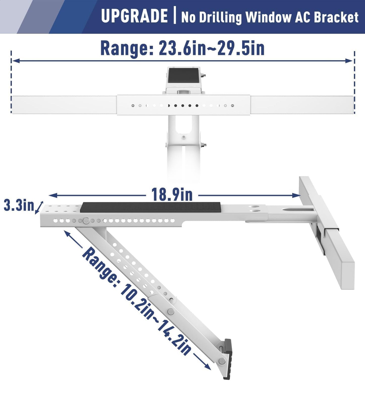 LEOPO No Drilling Air Conditioner Support Bracket, HVAC Brackets Fits Single & Double-Hung Windows, Heavy Duty Single Arm Support Window AC Bracket，Holds Up to 165lbs, for 5000-12000 BTU Units
