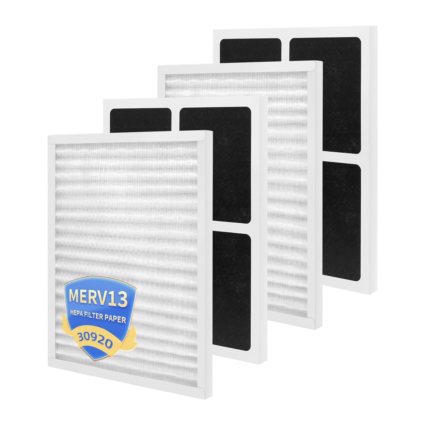4 Pack 30920 Replacement Filter Compatible with Hunter HEPAtech 30920 fits 30050 30054 30055 30065 30070 30071 30075 30080 30177 30832 30882 30883 37055 37065 Air Purifiers,HEPA Carbon Filter