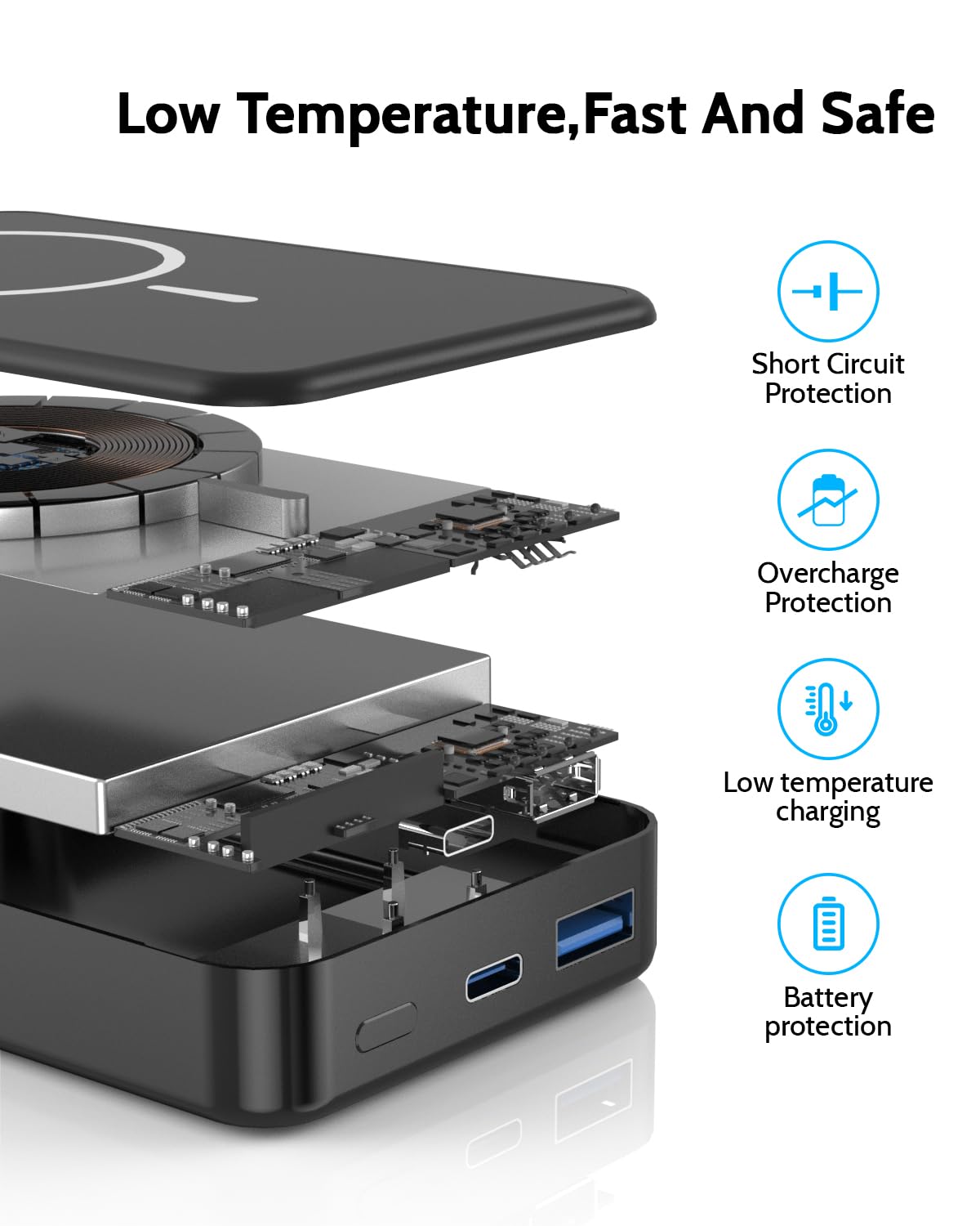 Magnetic Power Bank 26800mAh for Magsafe Portable Charger, Aluminum Alloy casing Large Capacity 20W USB-C in&Out Wireless Fast Charging Battery Pack for iPhone 17/16 Pro Max/15/14/13/12 Series, Black