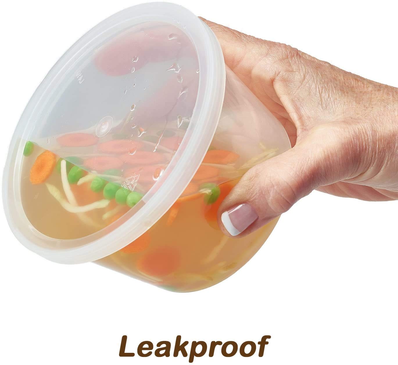 DuraHome - Deli Containers with Lids Leakproof - 40 Pack BPA-Free Plastic Microwaveable Clear Food Storage Container Premium Heavy-Duty Quality, Freezer & Dishwasher Safe (16 oz.)