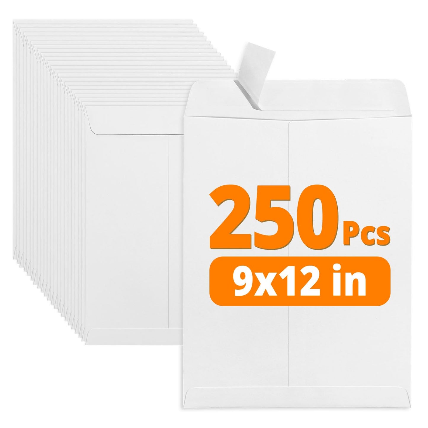 SUNEE 9 x 12 Catalog Envelopes Self Seal, Security Mailing Envelopes, 28lb White Paper, Ultra Strong Quick-Seal for Documents, Office & Business Use, 250 Pack