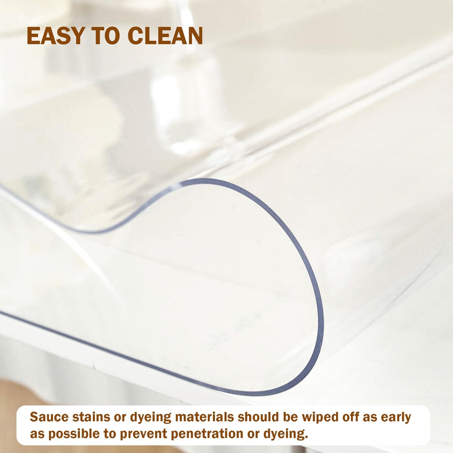 Royhom Clear Table Protector 36 x 60 Inch - 1.5mm Thick Plastic Table Cover, Clear Table Cover Protector Rectangle, Waterproof PVC Desk Mat for Coffee Table, Writing Desk, Dining Room, Dresser