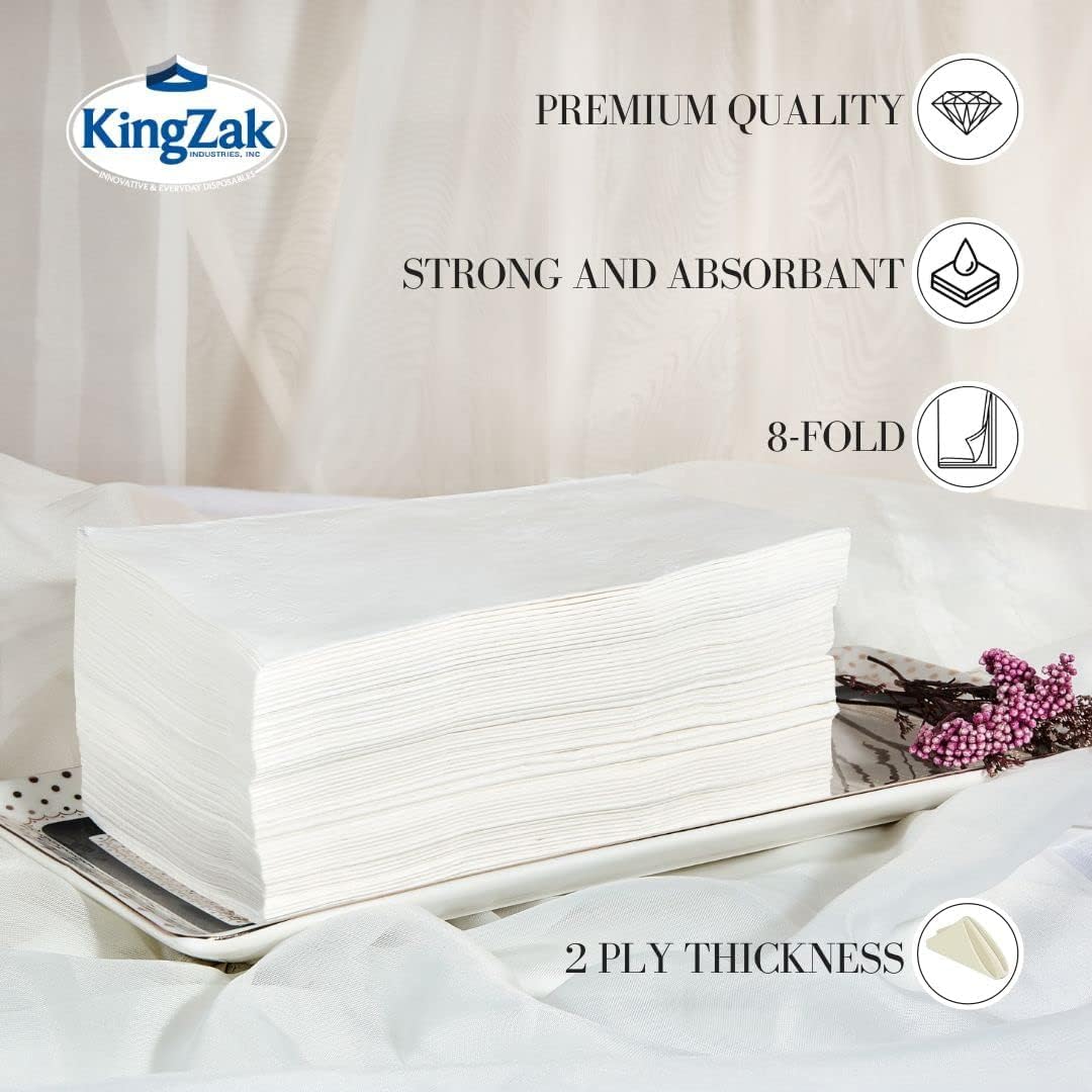 400 White Dinner Napkins 2-Ply - Eight Fold - 16.5"X15" - Dinner Napkins Disposable, Guest Bathroom Essentials, Perfect For Wedding, Bridal Shower Napkins And Party, Napkins Bulk