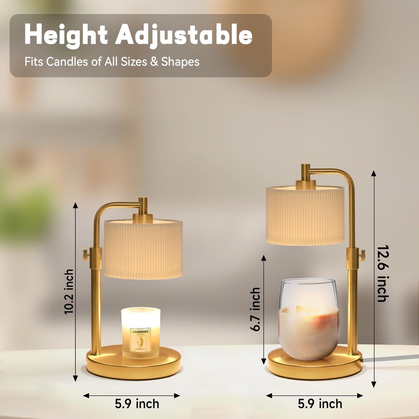 NITOWOLF Candle Warmer Lamp, Candle Lamp Warmer with Timer Adjustable Height Wax Warmer Lamp for Jar Candles, Birthday Gifts for Women Mothers Day Gifts (Gold)