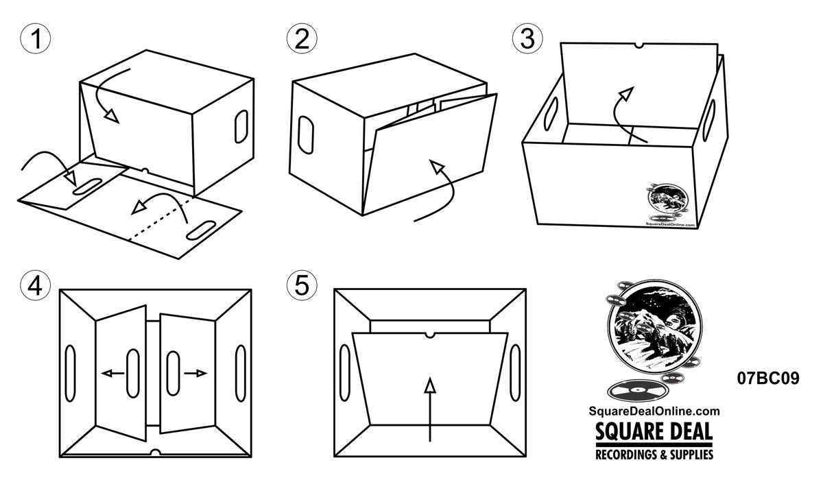 Durable Set of 5 - 7 inch Vinyl Record Storage Boxes - Sturdy Cardboard Construction with Removable Lid - Holds Up to 200 Records Each - Built Tough for Long-Term, Secure Archival Storage - #07BC09