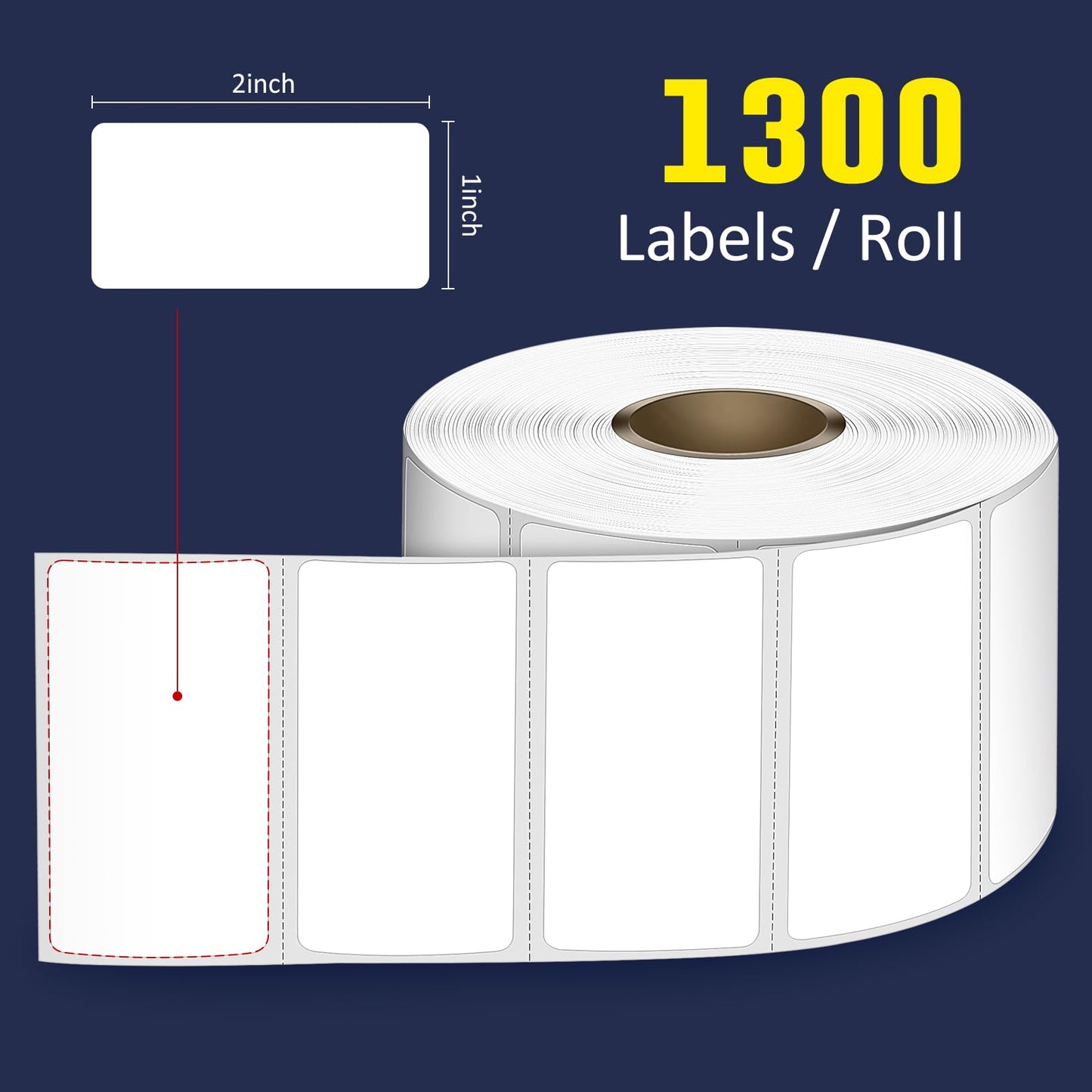 L LIKED 2" x 1" Direct Thermal Labels, Permanent Adhesive Barcode Adress Labels & Compatible with Rollo, Zebra and Other Desktop Printers (12 Rolls, 15600 Labels)