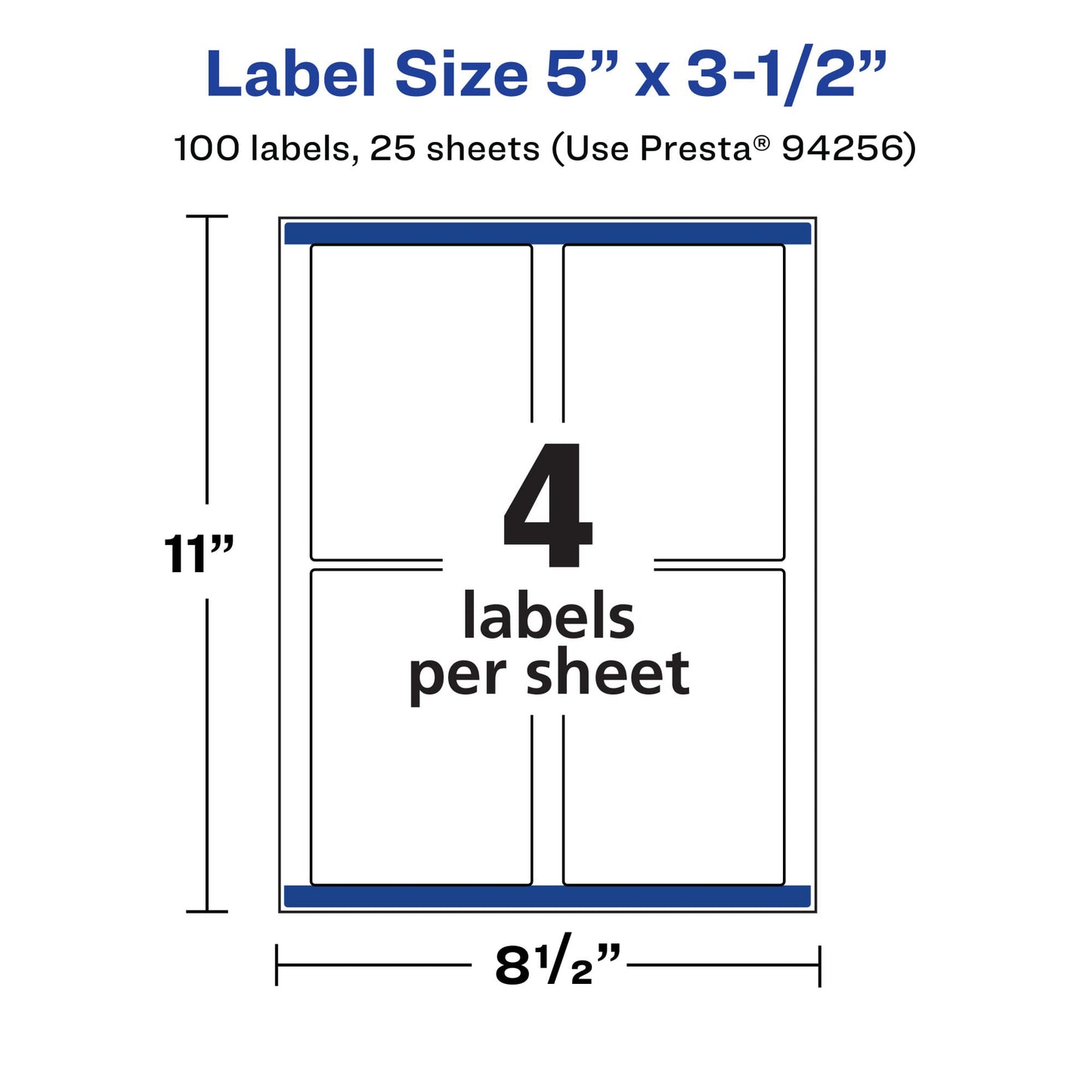 Avery Printable Durable White Rectangle Labels, Sure Feed Technology, 5" x 3.5", Waterproof Labels, Laser & Pigment-Based Inkjet Compatible, 100 Total