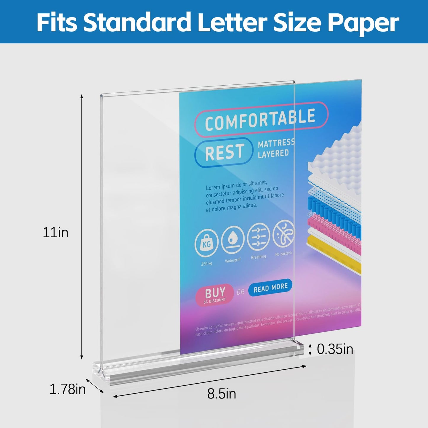 Dynta Acrylic Sign Holder 8.5 x 11 Inches 14 Pack Double Sided Clear Display Stand Vertical Table Sign Holder Plastic T Shape Document Menu Flyer Holder for Office Stores Restaurants Wedding Party
