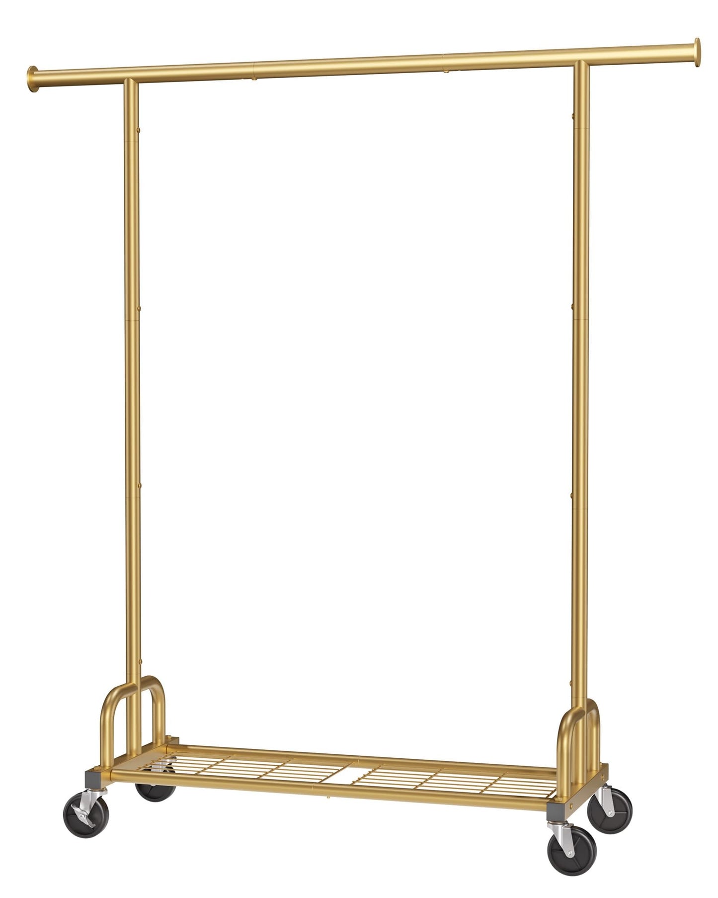 Sakugi Clothes Rack - Large-Capacity Clothing Racks for Hanging Clothes with Lockable Wheels, Space-Saving Metal Coat Rack for Bedroom, Laundry Room, Entryway, 45.6" x 16.9" x 59", Gold