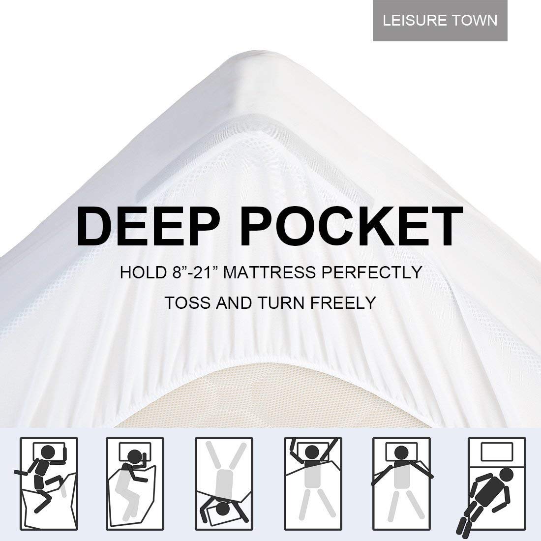 LEISURE TOWN Cotton King Mattress Pad Fitted Quilted Mattress Cover Pillow Top Mattress Topper Cooling Soft Breathable Mattress Protector with 8-21 Deep Pocket,Machine Washable (78x80 White)