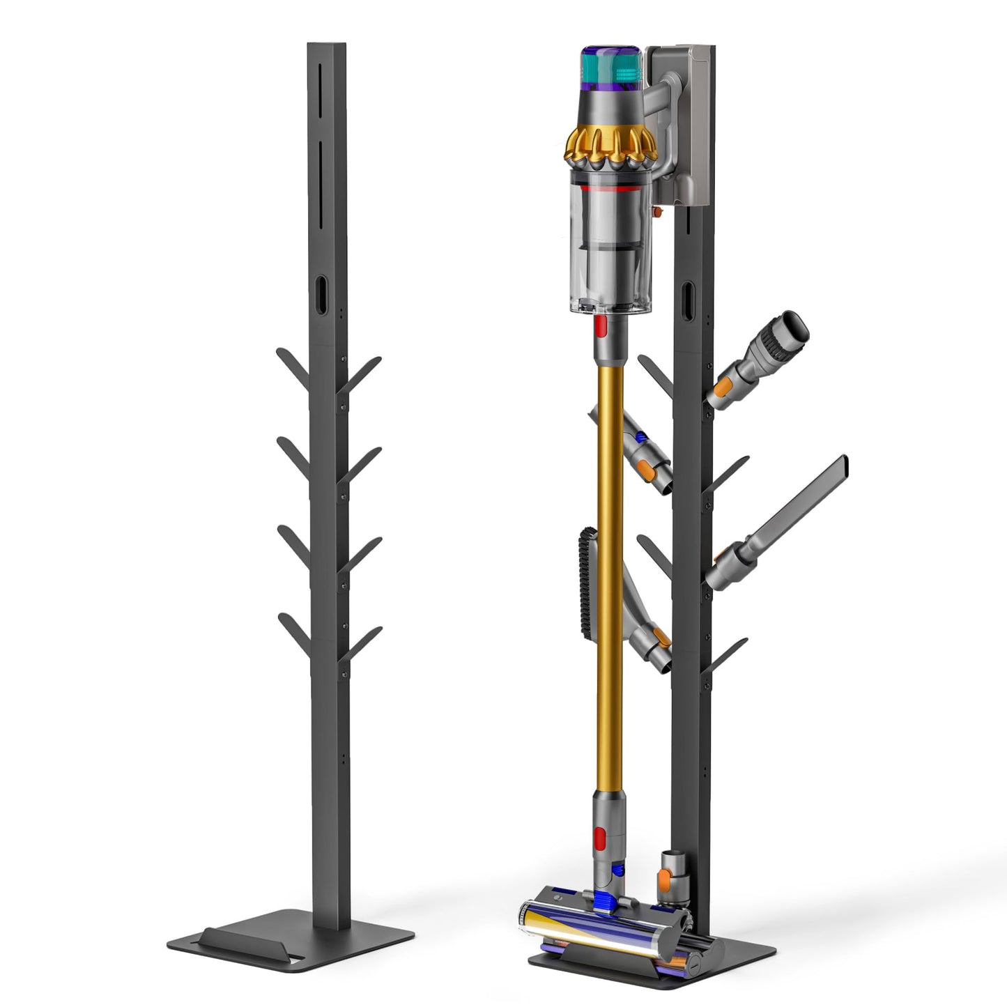 PEGZONE Vacuum Stand Compatible with Dyson G5 V15 V12 V11 V10 V9 V8 V7, S11 A10 A11, NEC180 280TL, Cordless Vacuum Holder with 8 Storage Hooks, Accessories & Attachments Organizer, Black