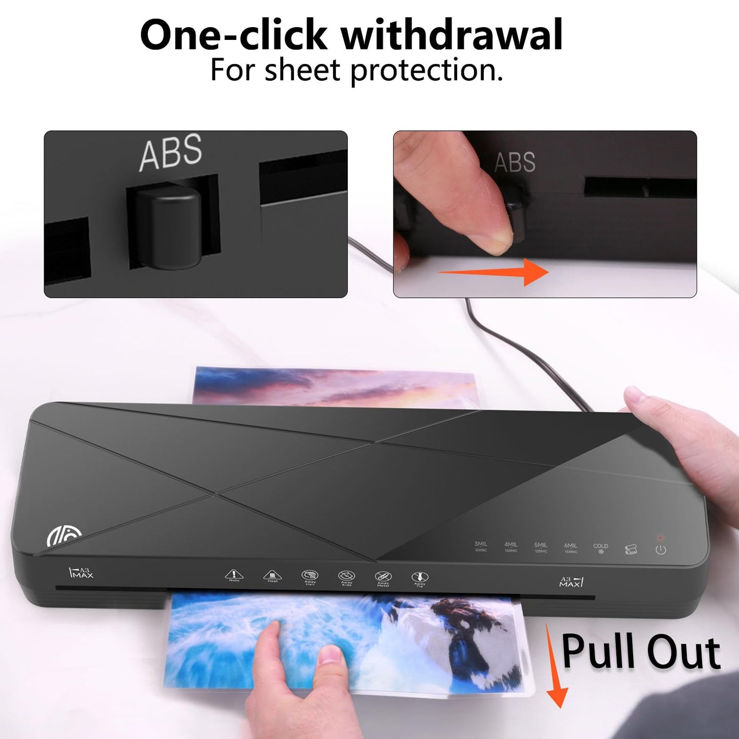 Crenova Laminator Machine 13 inch,Laminator Touch Screen with 50 Laminating Sheets, 60s Quick Warm Up Auto Off, Hot and Cold Laminator ABS Jam Free, Laminator for Home Office School, Black