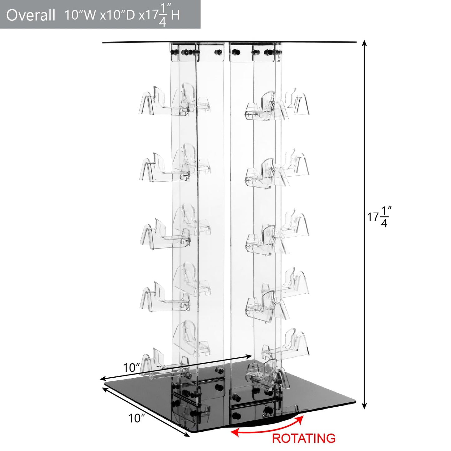 MOOCA Premium Acrylic Rotating Sunglasses & Eyewear Holder Display Sunglasses Organizer Stands Rack, 20 Frames
