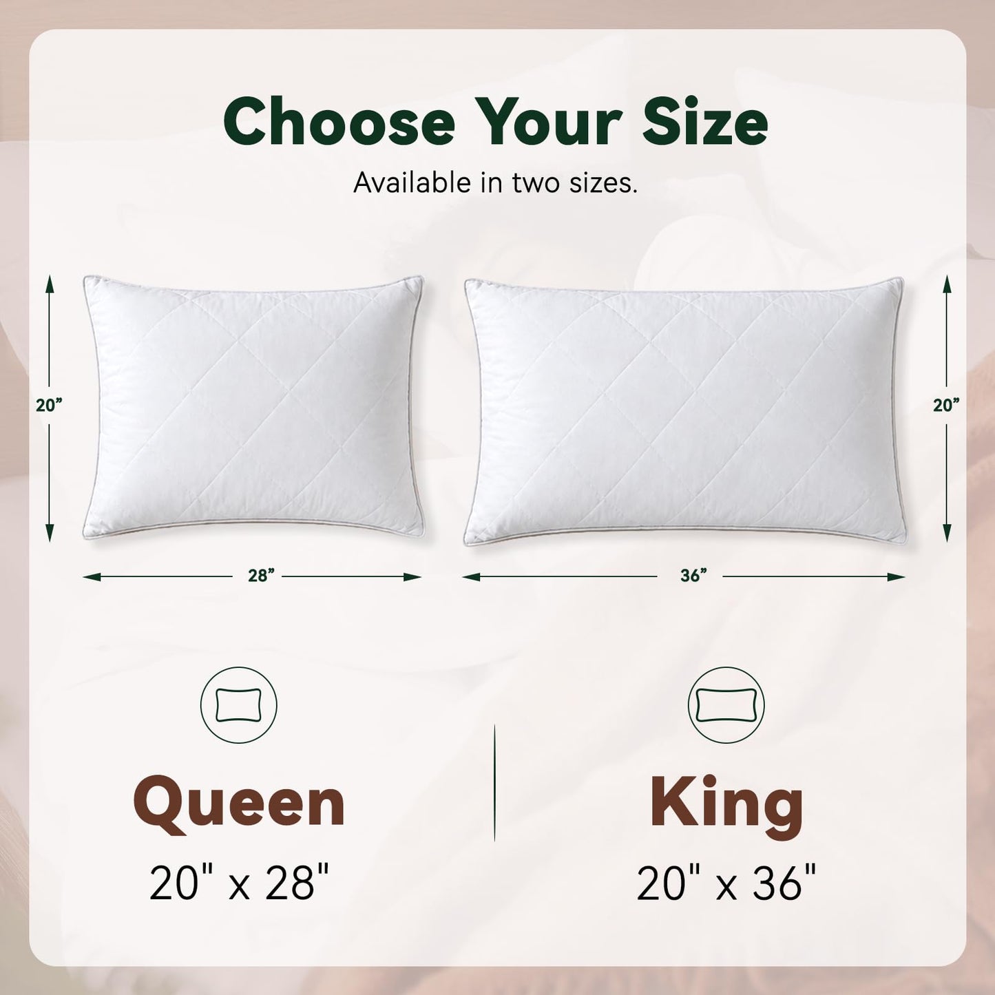 Three Geese White Goose Feather Cotton Pillows Queen Size Set of 2 - Soft 600 Thread Count Organic Cotton Cover, Soft Goose Feather Down Pillows for Side and Back Sleepers, 20x28inches