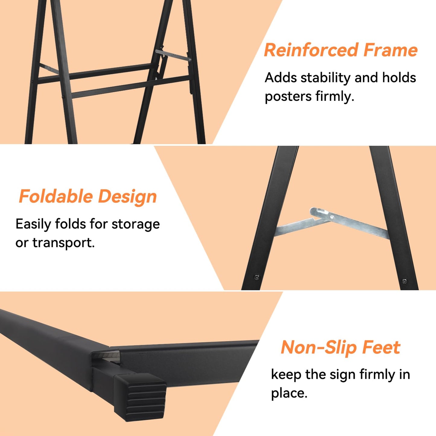 Heavy Duty A-Frame Sign 24x36 Inch Double-Sided Sidewalk Sign, Foldable Metal Sandwich Board for Outdoor Use (Frame Only)
