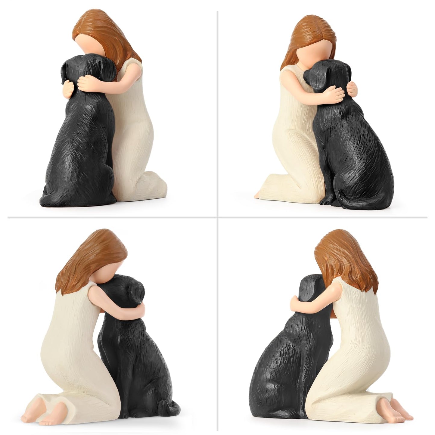 Hensonever Love My Black Dog Figurines Statues, Black Dog Angel Friendship Remembrance Gifts, Sculpted Hand-Painted Figures for Dog Lovers
