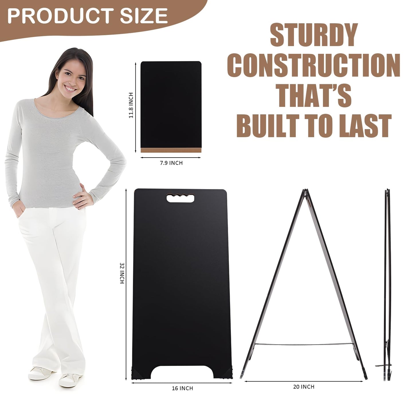 BIHAIT 16x32 Double-Sided A-Frame Chalkboard Sign with 8x12 Chalkboard, Liquid & Solid Chalk Markers, Wedding & Event Signage