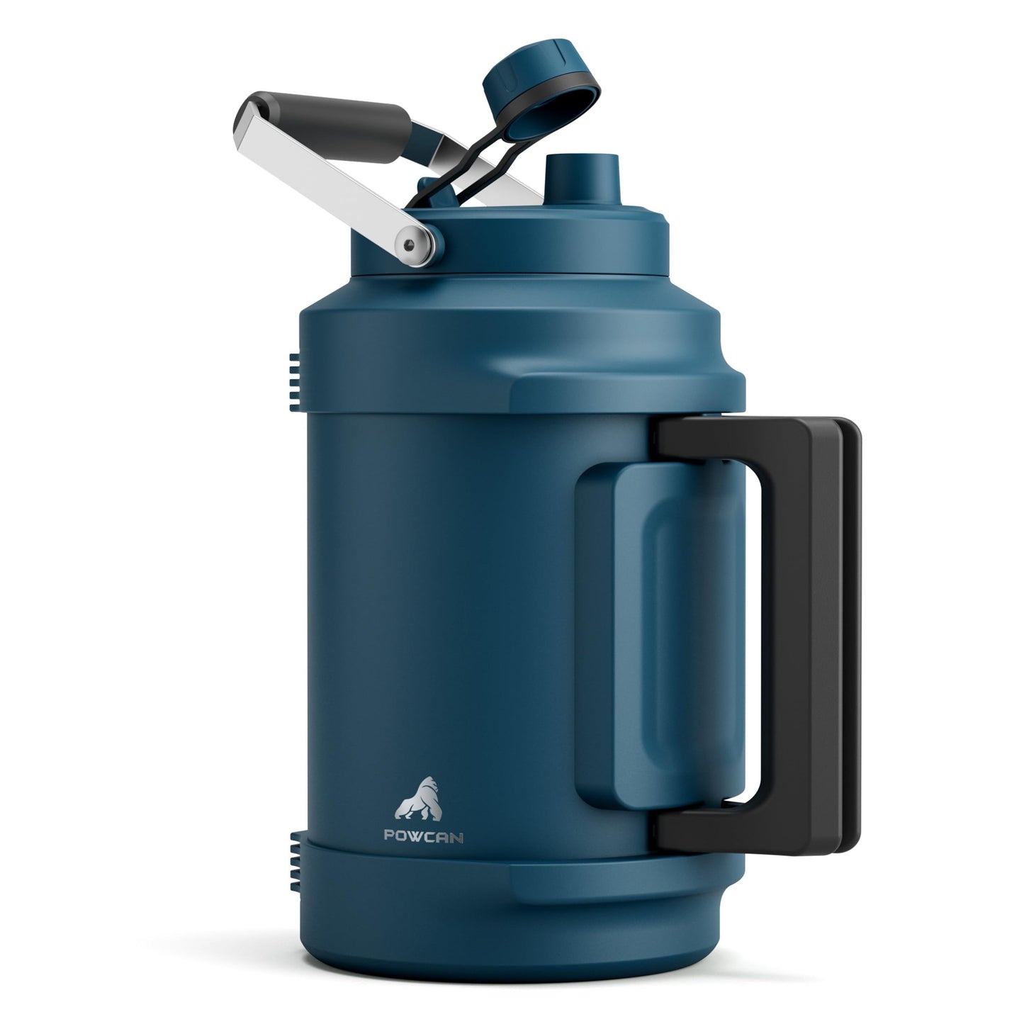 Gallon Water Jug for Outdoors: 2-in-1 Straw Spout Lid, Dual Handle, Leakproof, Keep Cold 48H, 128 oz Insulated Water Bottle for Men, Travel, Gym, Trip, Workout, Camping, Hydration, Fitness (Deepsea)
