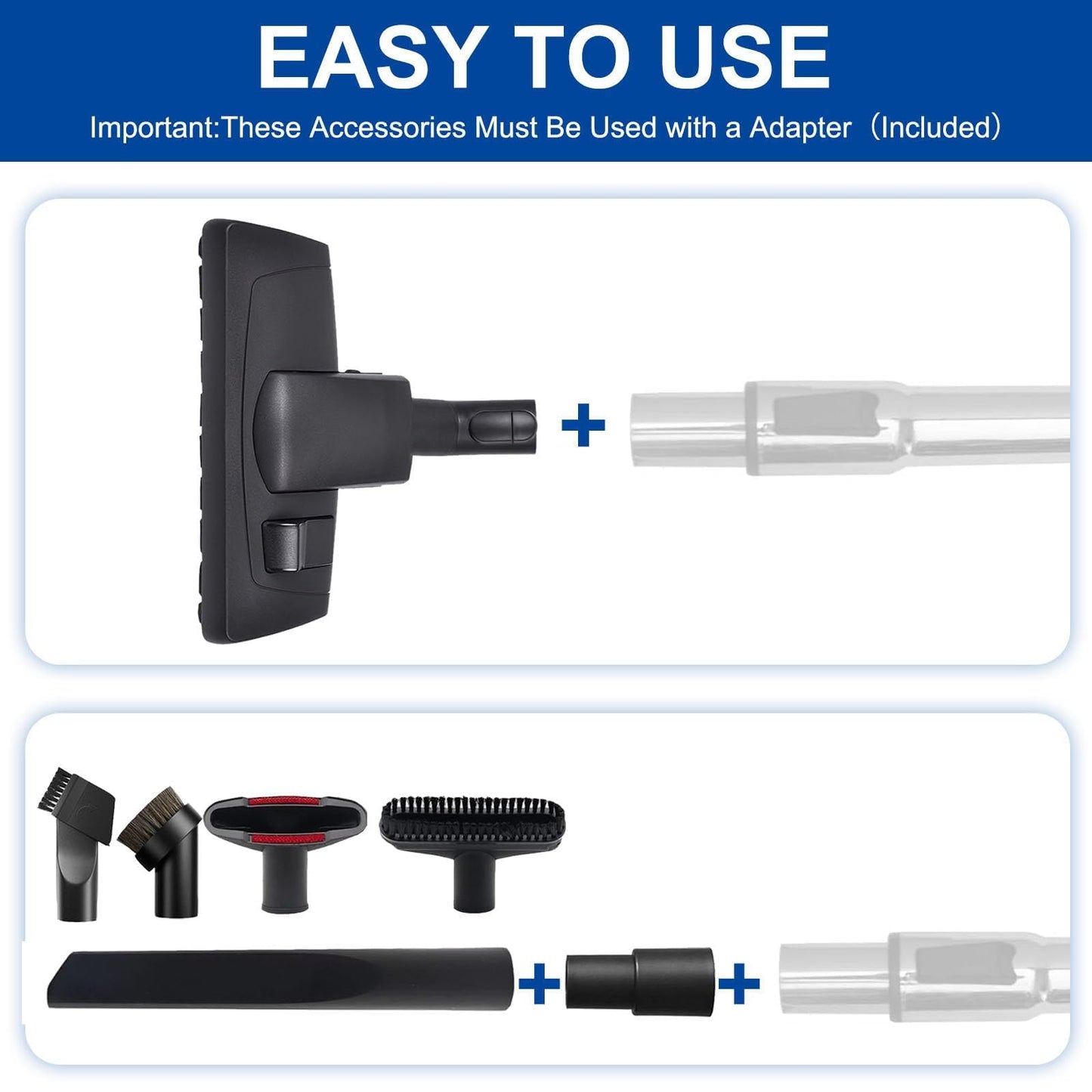 Alrens 7PCS Vacuum Attachments & Brushes for Miele Vacuums - Hardwood Floor Brush Attachment with Wheels for Low-Pile Carpets and All Smooth Floors, Compatible with C1 C2 C3, S2 S4 S5 S6 S8 Series