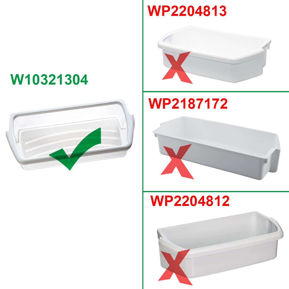 3 Packs W10321304 Refrigerator Door Shelf Bin by SupHomie - Compatible with Whirlpool WRS325FDAM01 WRS325FDAM02 WRS325FDAM04 ED5FVGXWS07 Replaces WPW10321304 PS11752778