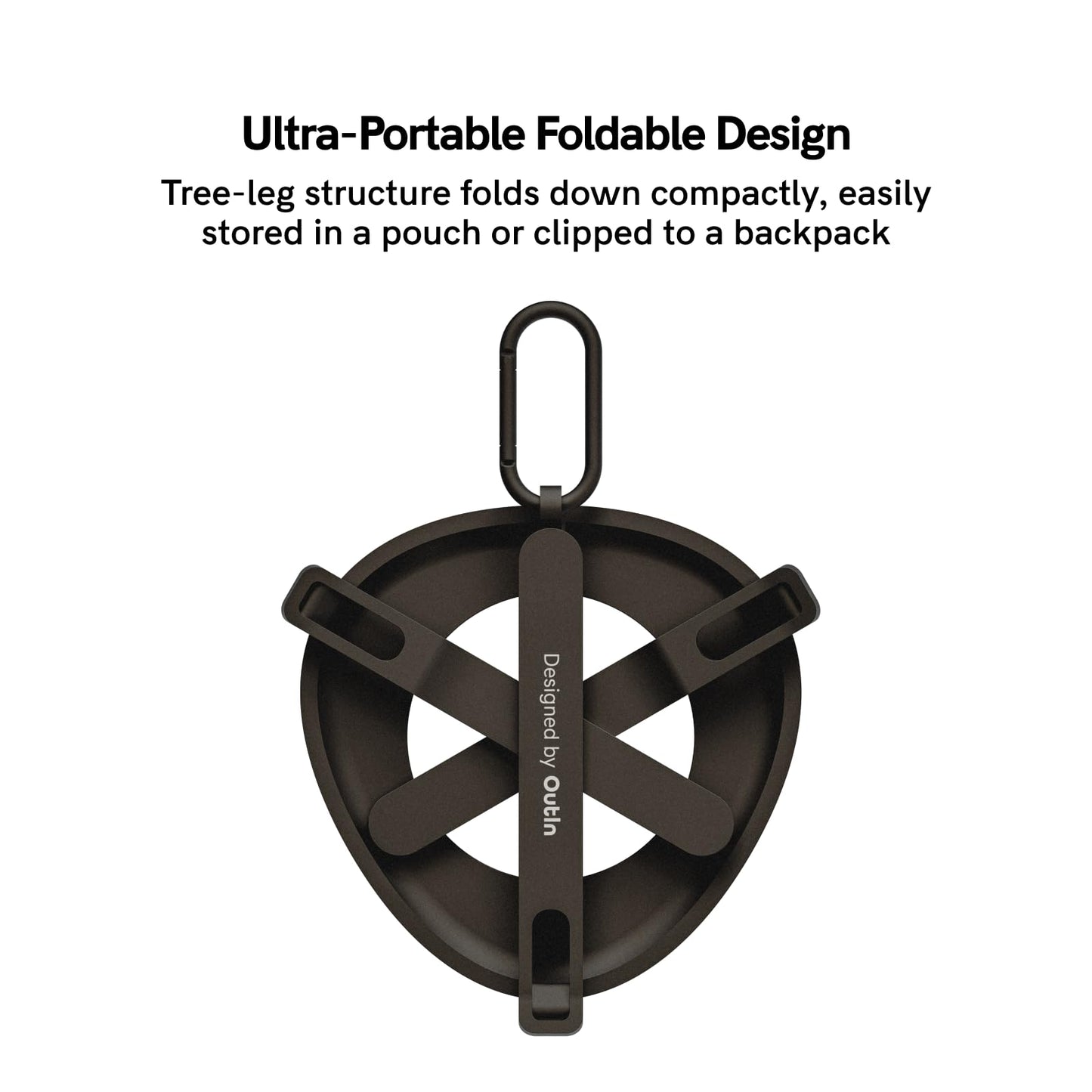 OutIn Ultra-Portable Foldable Coffee Stand with Carabiner, Stable Portable Espresso Machine Holder, Aluminum Unibody Design, Clip-On Carabiner for Easy Carrying, Fit Mino, Nano