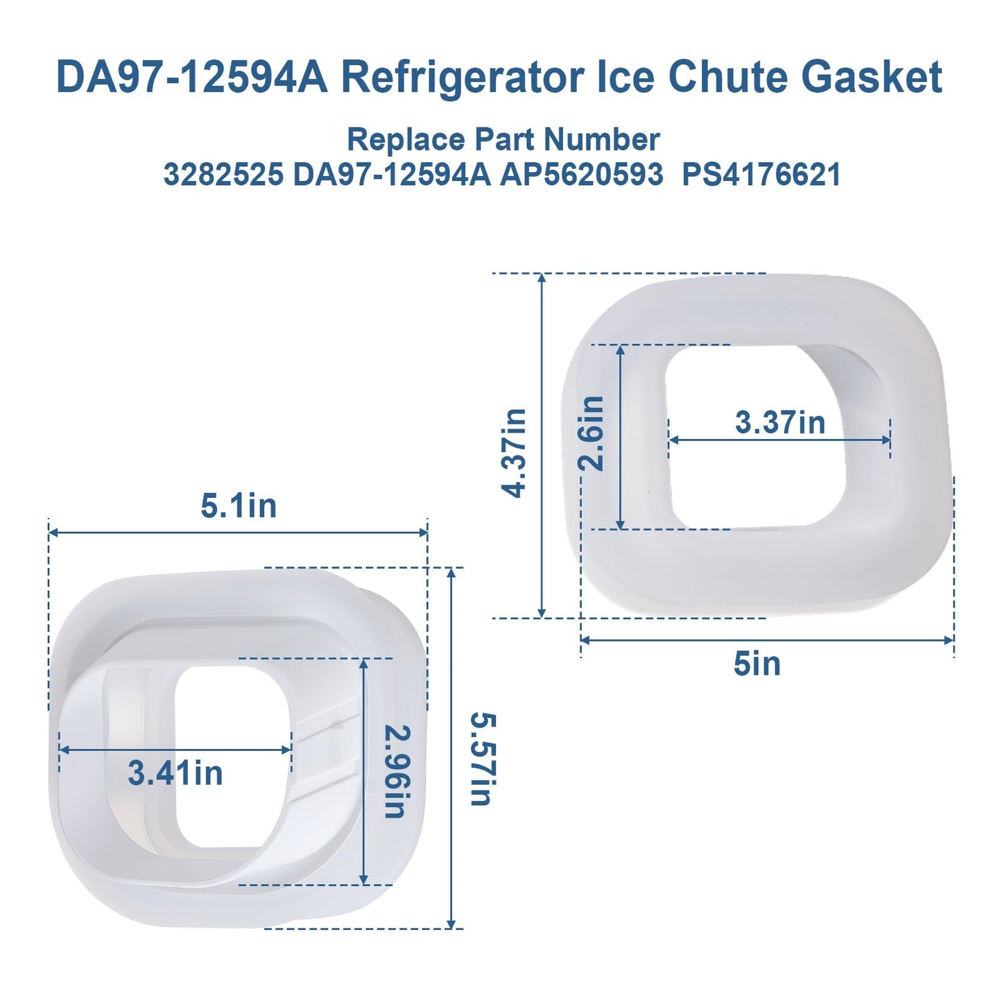 DA97-12594A Refrigerator Dispenser Ice Chute Cap and Gasket Assembly Compatible with Samsung Refrigerator Ice Maker Gasket Replacement Parts RF28HMEDBSR/AA-00, RF28JBEDBSR/AA-00, RF263TEAESR/AA-01
