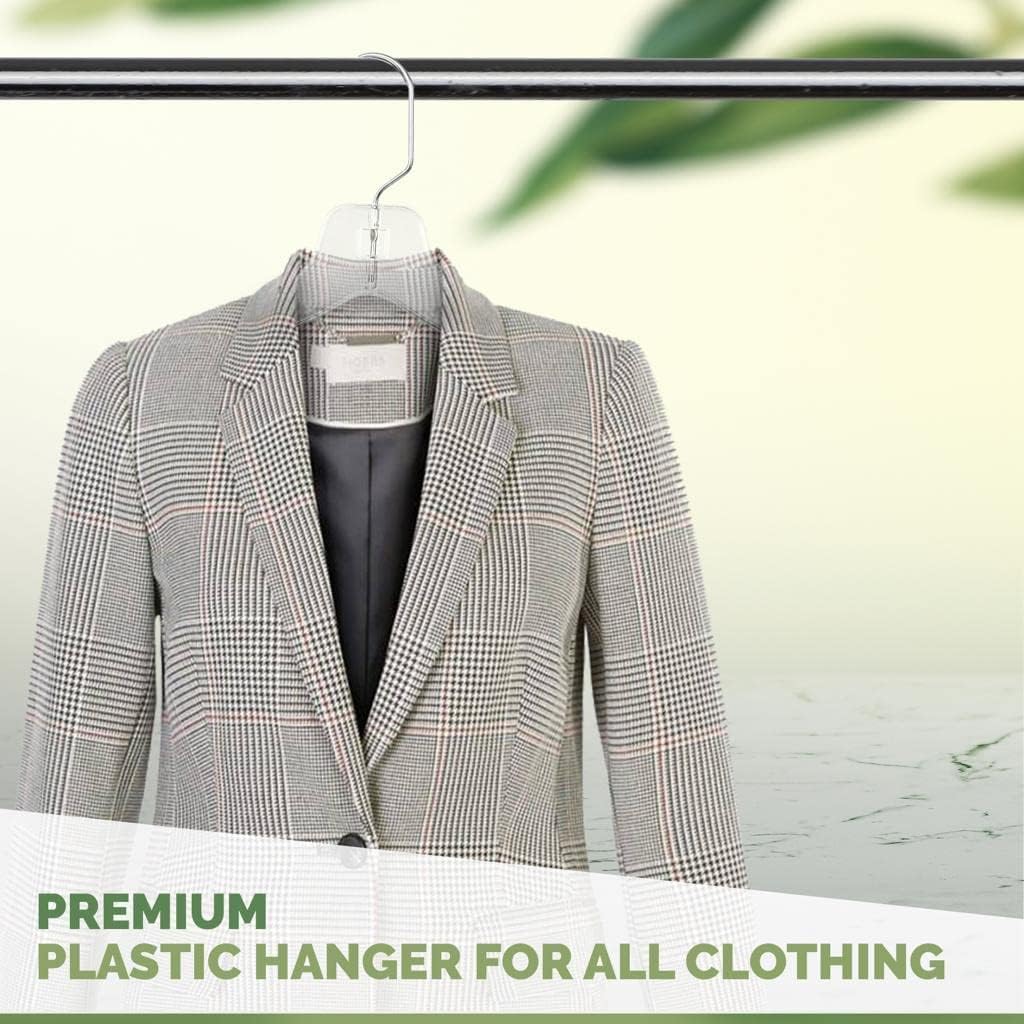 DEILSY™ Clear Plastic Hangers 12 Pack Durable Clothes Hanger for Wardrobe Organization, Essential Plastic Hanger for Garments, Versatile Coat Hangers for Home and Retail Use