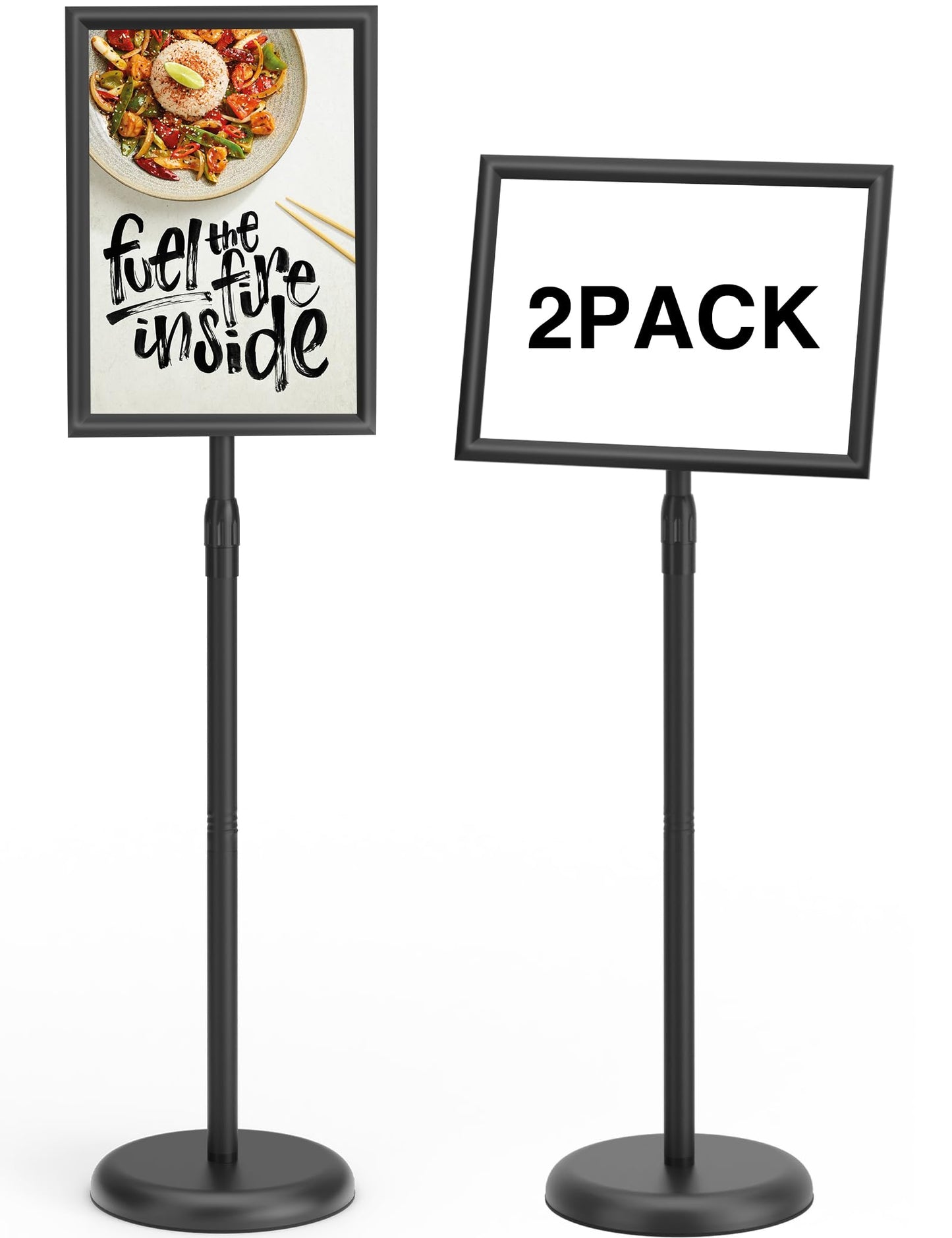 KOOV Sign Holder 8.5x11 inch-Adjustable Sign Stand for Display, Floor Standing Sign Holder Stand, Pedestal Heavy Duty Poster Stand with Round Base for Display, Advertisement, and Outdoor (2Pack)