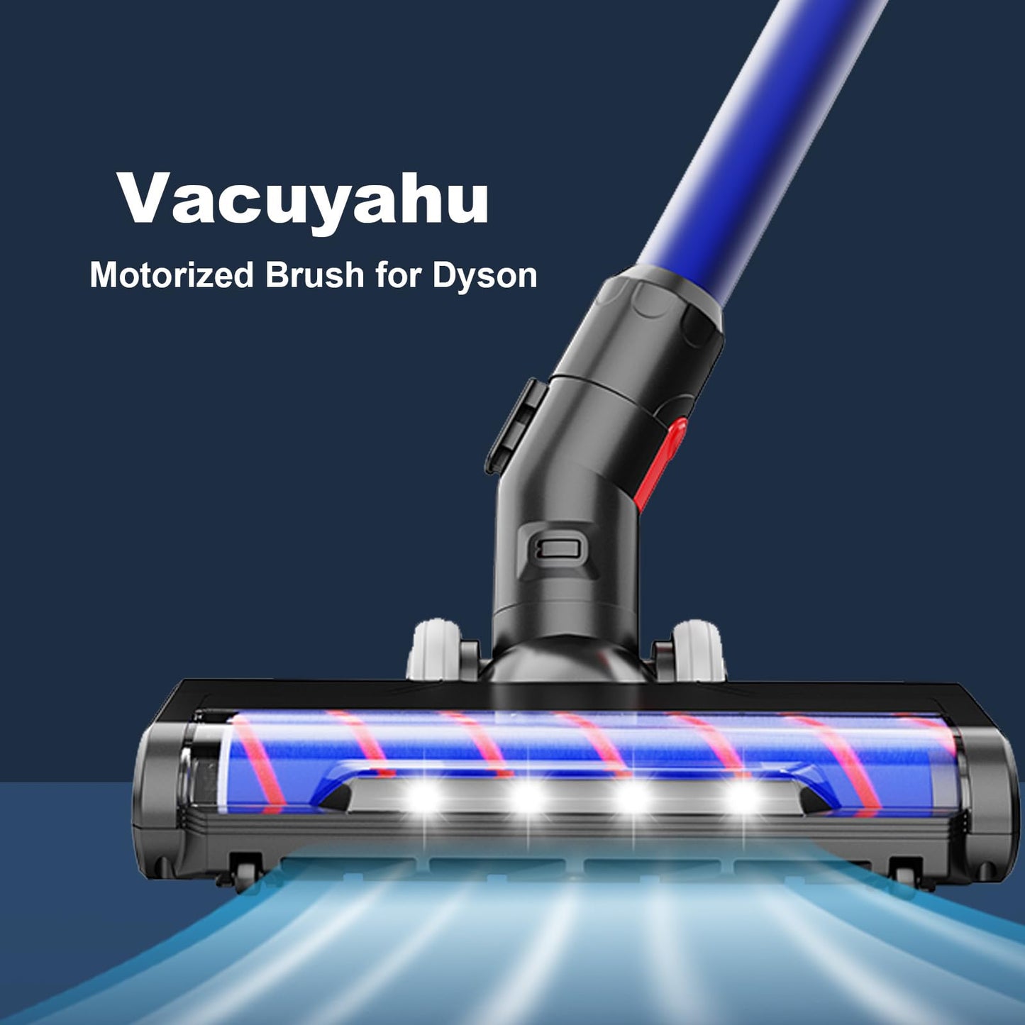 Updated Motorized Brush with Headlights for Dyson V6 Series DC59 DC62 Vacuum Cleaners,Two Rollers Replacement Head of Soft & PP Bristles Roller, Motorhead Attachment for Wood Floor, Carpet Cleaning