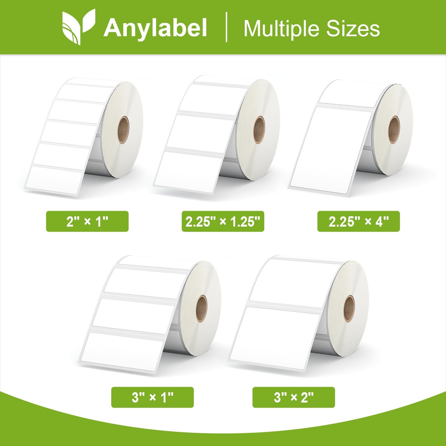 Anylabel 2" x 1" Direct Thermal Label, Paper for Barcodes Postage Address Perforated & Compatible with Rollo, Zebra, Munbyn, Nelko Printers(12 Rolls, 1300 Labels/Roll)