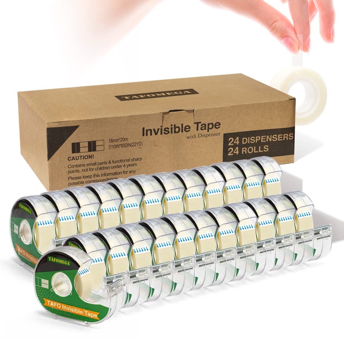 Invisible Tape, Clear, 24 Packs Writable Frosted Transparent Tape for Handmade Home Office Supplies Back to School 7/10 X 800 Inches