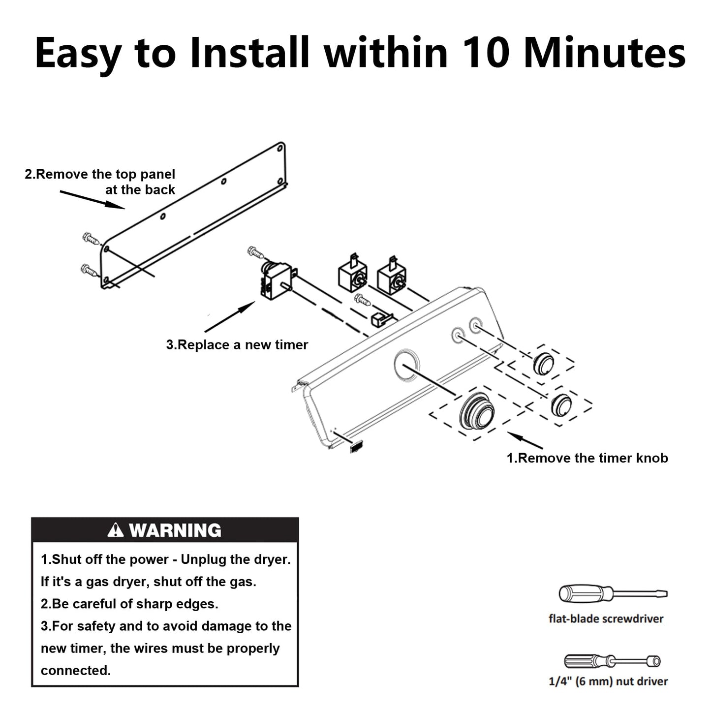 W10642928 Dryer Timer Compatible with Maytag 7MMGDC400DW1, MEDX655DW1, MGDX655DW0, MGDX655DW2, WPW10642928 Dryer Timer Replacement for 4448993, PS11756913, AP6023568, 115V AC 60Hz, 2-Year Warranty