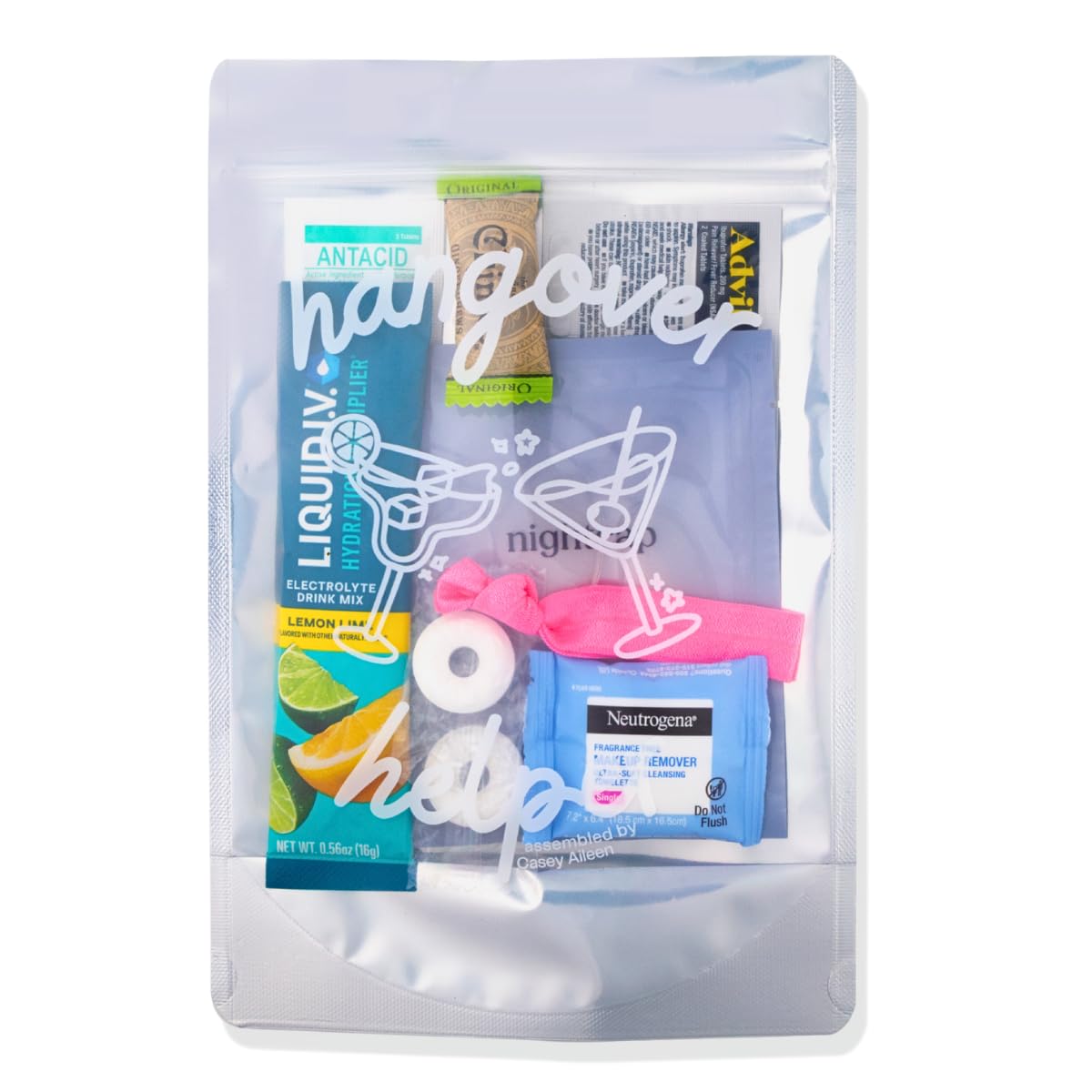Casey Aileen Hangover Kit (5 Pack) Pre Filled Party Favors, Goodie Bags, Gift for Bachelorette, Wedding, 21st Birthday, Girls Trip and All Celebrations