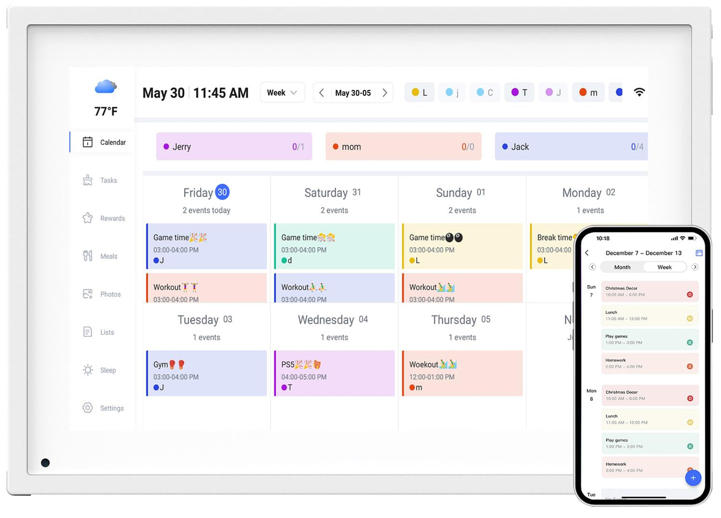 10.1 Inch Smart Digital Calendar Planner & Chore Chart, IPS HD Touchscreen Interactive Display for Family Schedules, Streamline Household Organization - Built-in Digital Picture Frames Function