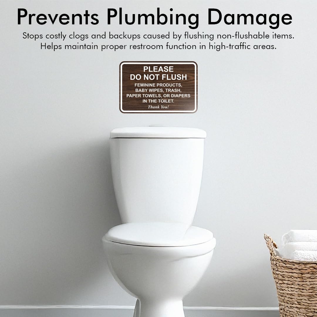 All Quality Classic Framed Please Do Not Flush Thank You Bathroom Etiquette Sign - 4" x 6" (Brushed Silver) 5 Pack