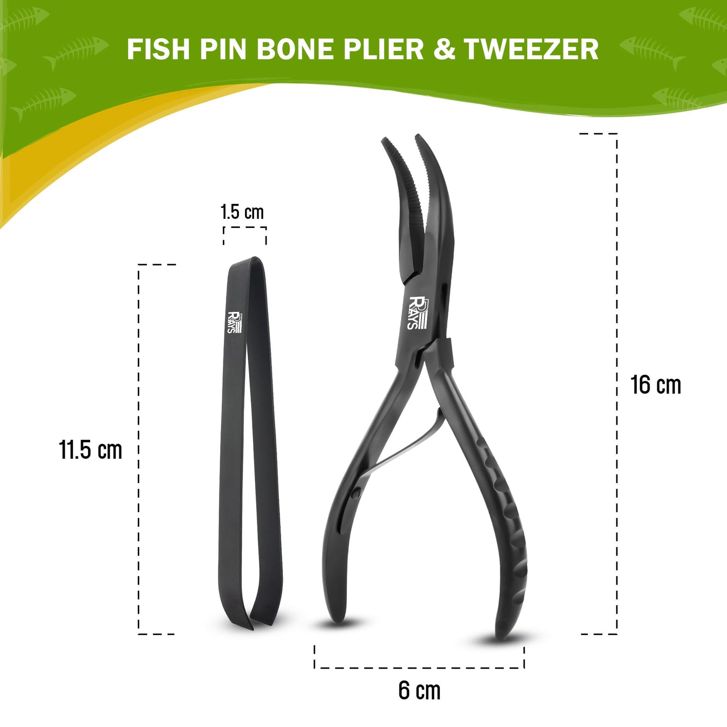 Fish Bone Pliers/Tweezers – Ergonomic Non-Slip Grip, Food-Grade Stainless Steel Deboner | Pin Bone Remover for Salmon, Trout & All Fish